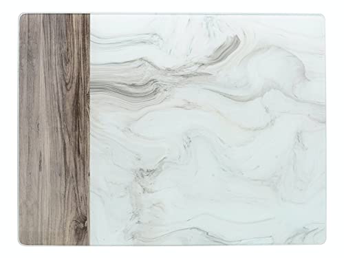 Creative Tops C000321 Premium Glasschutz/Arbeitsflächenschutz mit weißem Marmor und Holz-Design, Weiß von CREATIVE TOPS