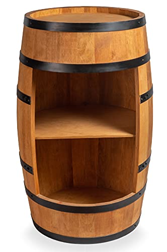 Weinfass Stehtisch - Mini Bar Regal Rund - Alkohol Shrank Flaschenregal Holz Regale - Holzfass Deko - Hausbar Theke - Fassmöbel - Wine Rack - Möbel Wohnzimmer - Fassbar minibar 80Cm High (Eiche) von CREATIVE COOPER