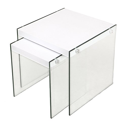 TINKEE Cribel Pocket Schreibtisch aus Schichtholz und Hartglas, weiß lackiert, Maße: 120 x 80 x 76 cm von Cribel