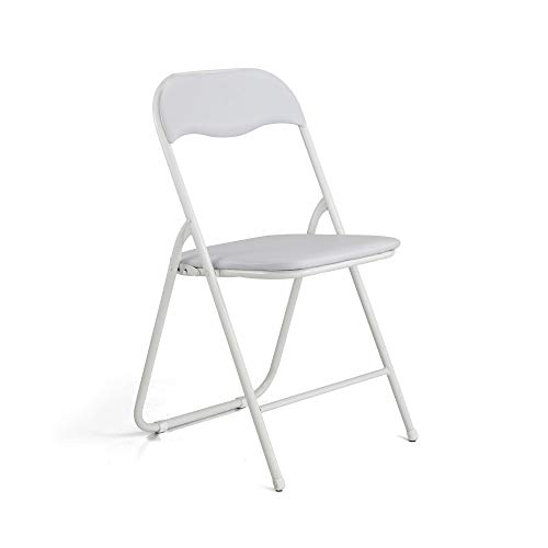 Cribel Slim Stuhl aus lackiertem Metall und Kunstleder Modern 38x38x78 cm Bianco von Cribel