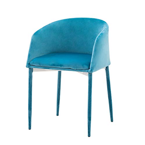 Italian Concept Sessel Key, Sessel mit Gestell aus Metall. Sitzfläche und Rückenlehne mit Polsterung aus Polyurethan, Bezug aus Velours, Farbe Aqua, Einheitsgröße von Cribel
