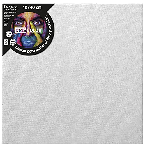 Criscolor 42087 Leinwand zum Bemalen 40 x 40 cm, Baumwolle, weiß, LIENZO PARA PINTAR 40X40CM von Criscolor
