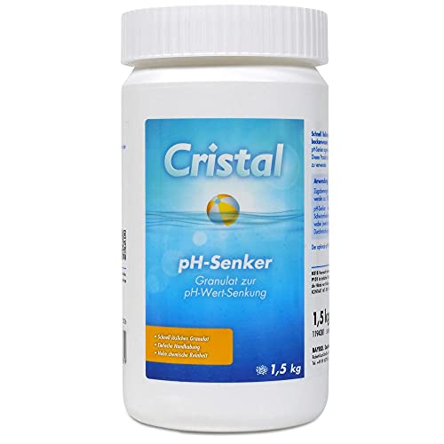 pH-Senker Granulat | Zur effektiven pH-Wert-Senkung | Schnell lösliches Granulat | Einfache Handhabung | Hohe chemische Reinheit | Einfach dosierbar materialschonend | pH- pH-Minus 1,5 kg von Cristal