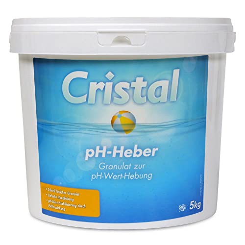 Cristal pH-Plus Heber Granulat | Einfache Handhabung | Top Wirkung und Pufferwirkung für einen stabilen pH-Wert | pH+ Optimierung als Basis der Wasserpflege | 5 Kg von Cristal