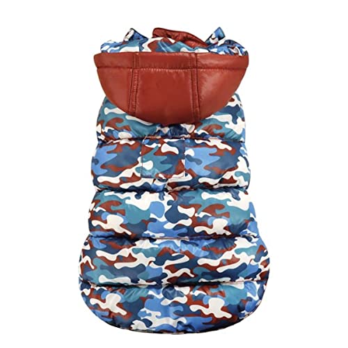 Croci wasserdichte Jacke für Hunde mit Polar Camouflage-Kapuze, Rückengröße 30 cm, gepolstert und doppelseitig, verstellbar mit Gummizug und Loch für Leine und Geschirr, Camouflage und rote Farbe von Croci