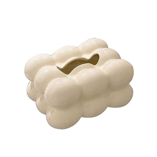 Ctwezoikmt Taschentuchbox mit Marshmallow-Schublade, Keramik, leicht, luxuriös, für Zuhause, Wohnzimmer, Tisch, Weiß, 17 x 14 x 11,5 cm, 1 Stück von Ctwezoikmt