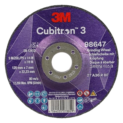 3M Cubitron 3 Schruppscheibe, 98647, 36+, T27, 125 mm x 7 mm x 22,23 mm, EN, 10/Pack, 20 Stück/VE von Cubitron