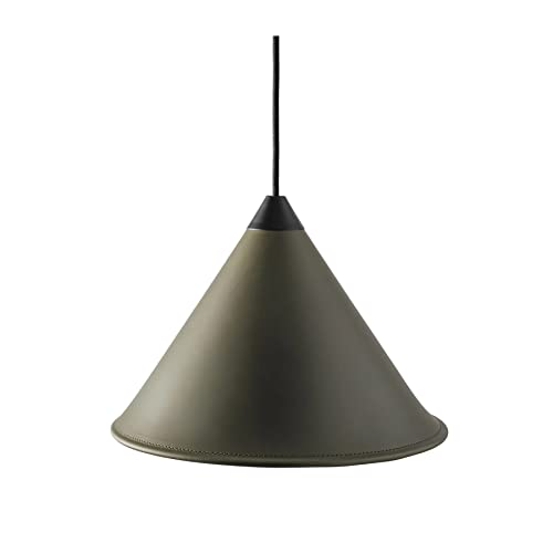 Cuero Design Namibia Pendelleuchte aus italienischem Leder in der Farbe Grass Green/Schwarz Handgefertigt, Durchmesser: 25cm, 1500729 von Cuero Design