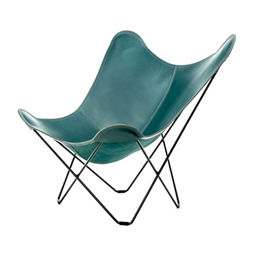 Cuero Design Pampa Mariposa Butterfly Stuhl, Leder/Stahl, Ocean Blue/Black, 92cm von Cuero Design