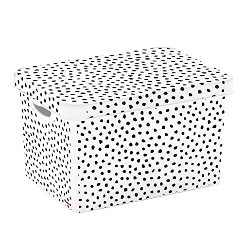 CURVER Stockholm Deco Aufbewahrungsbox, 22 Liter - Dalmatiner, Weiß von Curver