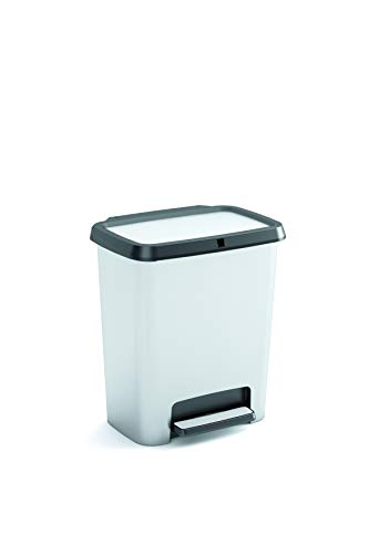 CURVER KIS Compatta Style Abfallbehälter 25l mit Pedal und Inneneimer, silber/schwarz von KIS