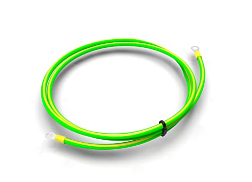 CusoTec Erdungsleitung Erdungskabel Grün Gelb 6mm² Ringkabelschuh isoliert mit Öse Erdung Serverschrank Netzwerkschrank Patchfeld (100cm) von CusoTec