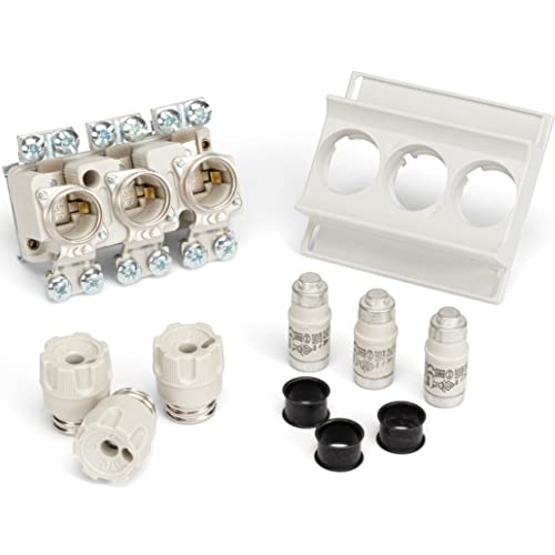 CusoTec Neozed Sicherungssockel D02 Set mit Schraubkappen Sicherungen und Passhülsen 16A/20A/25A/35A/50A/63A (20 Ampere) von CusoTec