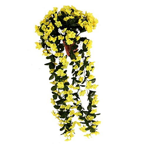 Cutefly Hängenden Künstliche Blumen Girlande Kranz Hochzeit Dekor - Gelb von cutefly