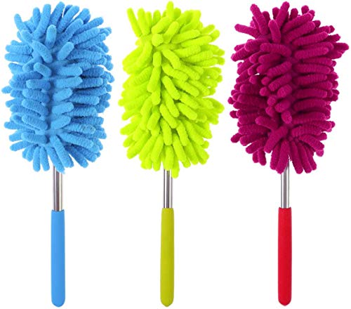 Microfibre Duster Hand Washable Dusting Brush with Telescopic Rod for Removing Dust and Stains on Windows and Furniture Pack of 3 von cutefly