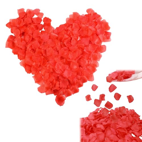 Künstliche Rosenblätter,Rosenblätter,Rosenblätter Hochzeit,Rote Rosenblätter,Deko Rosenblätter Rot,Rose Petals Romantische, Rosenblüten Dekoration Zur Hochzeit,Hochzeit,Valentinstag,1300PCS von Cutiolly