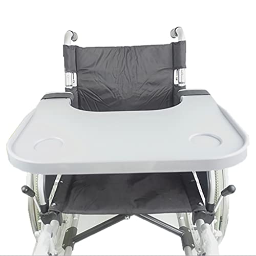 ABS Rollstuhl-Tablett 52 x 58cm Abnehmbarer Rollstuhl-Tisch mit 2 Getränkehalter für Zuhause zum Essen,Lesen,Ruhen,Mobilitätshilfe Grau von Cutycaty