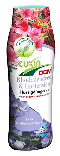 CUXIN DCM Flüssigdünger für Hortensien und Rhododendren 800 ml Azaleen Eriken Skimmien - ca. 250 Ltr. Gießwasser von Cuxin
