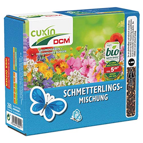 Cuxin Blumensamen Schmetterlings-Mischung, 2in1 Saatgut & Dünger, 260 g von Cuxin