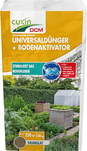 CUXIN DCM Universaldünger + Bodenaktivator - Granulat - mit Bacillus sp. - effektive Mikroorganismen - Gartendünger - Gemüsedünger-organischer NPK-Dünger - 25 KG von Cuxin