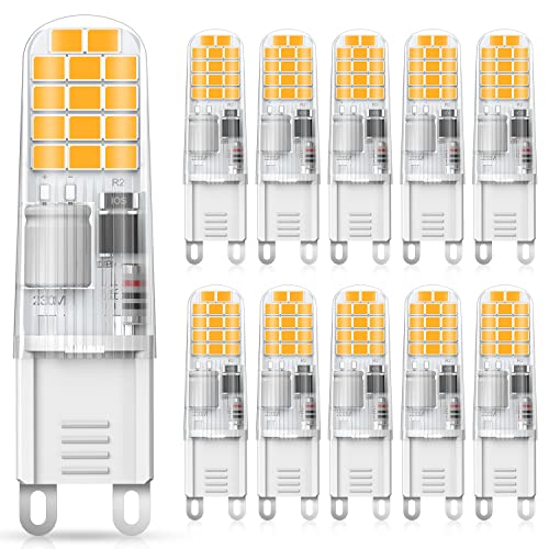 Cxyemt G9 LED Lampe 2W Ersatz für 20W Halogenlampen, 2700K Warmweiß Led Leuchtmittel, Kein Flackern, AC220-240V, 360 Grad Abstrahlwinkel G9 Birnen Glühbirnen, 10er Pack von Cxyemt