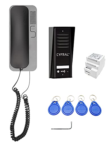 Cyfral Türsprechanlage Gegensprechanlage Cosmo R 1 mit 2-Draht-Anschluss, RFID Leser integriert, Set für eine Familie von Cyfral