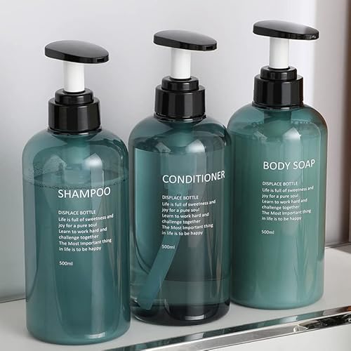 Czemo 3 Stück Shampoo Spender für Dusche 500ML Shampoo Flasche zum Befüllen Pumpflasche Nachfüllbarer Kunststoff-Lotionsspender Seifenspenderflaschen für Badezimmer von Czemo