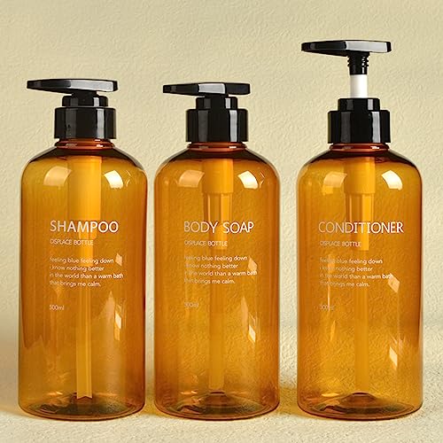 Czemo 3 Stück Shampoo Spender für Dusche 500ML Shampoo Flasche zum Befüllen Pumpflasche Nachfüllbarer Kunststoff-Lotionsspender Seifenspenderflaschen für Badezimmer von Czemo