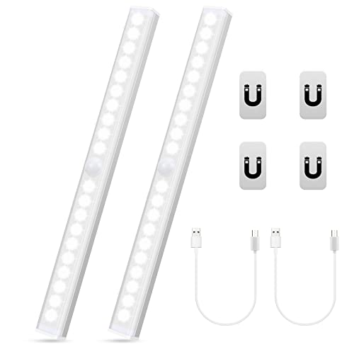 Czemo LED Sensor Licht mit bewegungsmelder mit 20 LEDs Einfache Montage Unterstützt USB-Aufladung Schranklicht Mit Lichtsensor Passend für Schrank Küche Nachtlicht für Kleiderschrank, Treppe, Korridor von Czemo