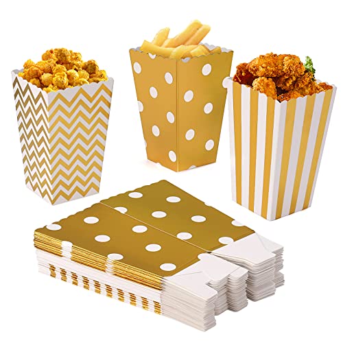 Czemo Popcorn Tüten Papertüte Popcorn-Boxen für Party Snacks, Süßigkeiten, Popcorn und Geschenke, 36 Stück (Gold) von Czemo