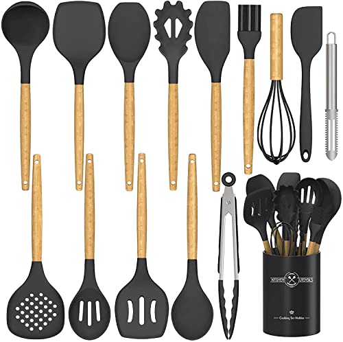 15-teiliges Küchenutensilien-Set aus Silikon, hitzebeständiges Utensilien-Set mit Premium-Antihaft-Spachteln zum Kochen und Backen, Kochgeschirr-Set von D L D