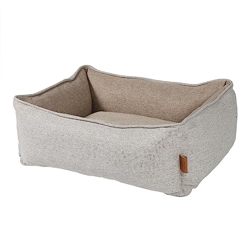 D&D Home, Hundebett Bob S – 58 x 48 x 19 cm, Beige, Seitenkissen, reichlich gepolstert, waschbar mit Rutschfester Unterseite, Wendekissen, Kissen innen und außen gewebt von D&D Home