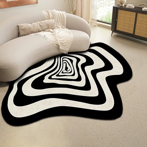 Moderner, unregelmäßig geformter Teppich, rutschfeste Teppiche, ovaler, flauschiger Teppich aus Kunstwolle, waschbarer Innenteppich, moderner, minimalistischer Teppich ( Color : A , Size : 80x120cm ) von DAGIN