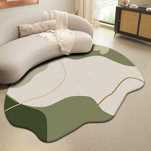Moderner, unregelmäßig geformter Teppich, rutschfeste Teppiche, ovaler, flauschiger Teppich aus Kunstwolle, waschbarer Innenteppich, moderner, minimalistischer Teppich ( Color : F , Size : 80x160cm ) von DAGIN