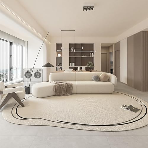 Unregelmäßige Form, moderner weißer Teppich aus Kaschmirimitat, rutschfeste und leicht zu reinigende Teppiche für Wohnzimmer, Schlafzimmerteppich, Heimdekorationsteppiche ( Color : A , Size : 140x200c von DAGIN
