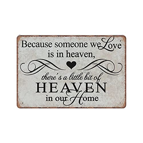 DAIERCY Gedenktafel aus Blech, Aufschrift "Because Someone We Love Is In Heaven", Geschenk für Verlust eines geliebten Menschen, Gedenk-Dekoration, 140 x 200 mm von DAIERCY