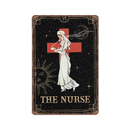 DAIERCY Lustiges Vintage-Schild, Motiv: Die Krankenschwester, Tarot-Geschenk für Krankenschwester, Metall-Blechschilder für Küche, Garten, Garage, Badezimmer, Wanddekoration, 140 x 200 mm von DAIERCY