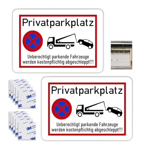 12 Stück Parken Verboten Schild, Privatparkplatz Schild, Aluminium Parkverbot mit Doppelseitiges Klebeband von DALAETUS