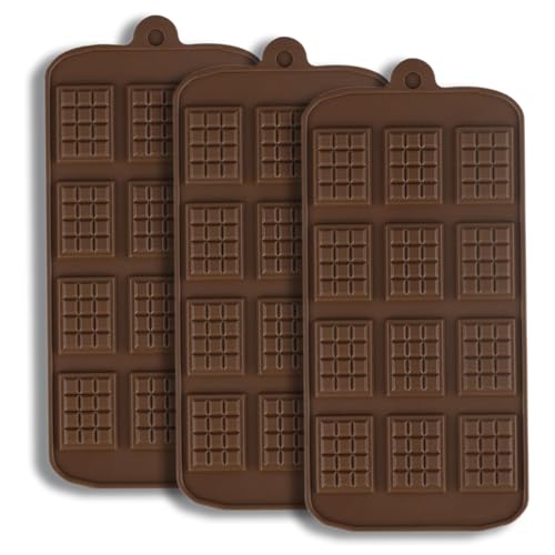 3 Stück Schokoladenform Silikon, Break-Apart Schokoladenformen für Süßigkeiten Pralinen, Flexible Form für Gelee Energieriegel Eiswürfel von DALAETUS