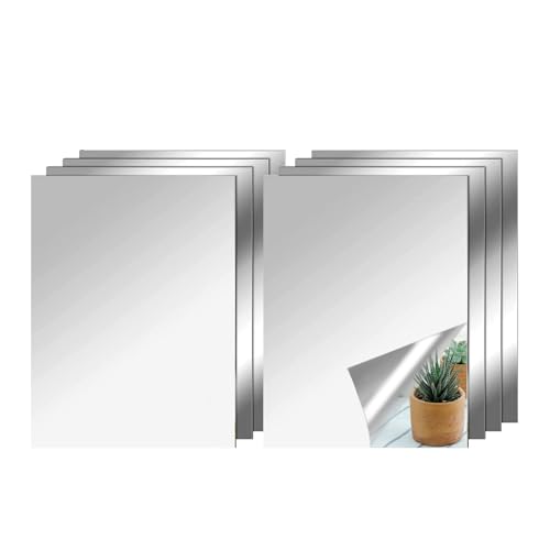 8 Stück HD Wandspiegel Kit, 20x30CM Rahmenloser Klebespiegel, Selbstklebend Acrylspiegel, Rechteckig Facettenspiegel für Zuhause, Wohnzimmer, Badezimmer, Schlafzimmer von DALAETUS