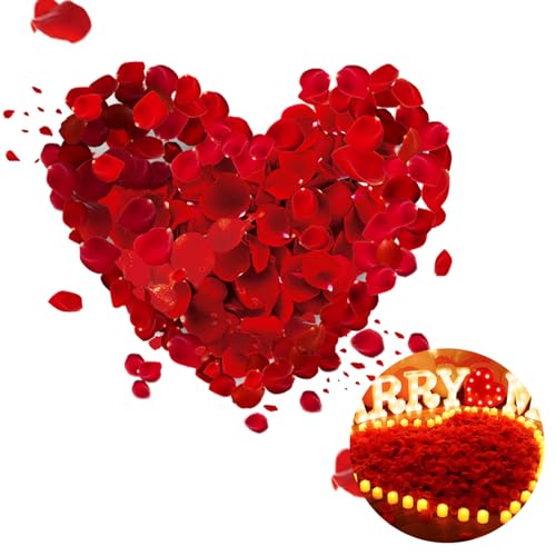 DALAETUS 3000 Stück Rot Rosenblätter Set für Liebhaber, Künstlich Schöne Rosenblüten, Rosen Blütenblätter für Hochzeit zum Streuen Romantische Atmosphäre, Valentinstag Romantische Deko von DALAETUS
