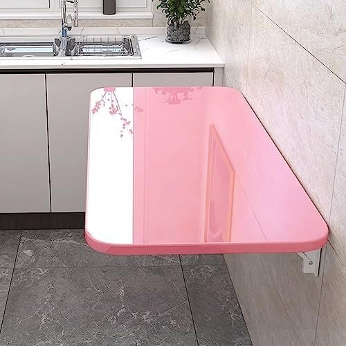 Wandmontierter Klapptisch für Waschküche, Küche und Esszimmer, Büro, Multifunktionstisch (Farbe: Rosa, Größe: L 60 x B 30 cm) von DALIZA