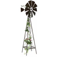 Dandibo - Windrad Metall 170 cm kugelgelagert Braun Windspiel Gartenstecker 96019 Windmühle Wetterfest Gartendeko Garten Bodenstecker von DANDIBO
