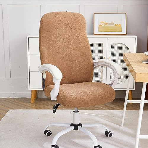 DANETI Stuhlhussen Stretch Bürostuhlbezug Computerstuhlhussen Elastische Schreibtischsitzbezüge Arbeitszimmer S (Rückenhöhe 45-55 cm) Braun von DANETI