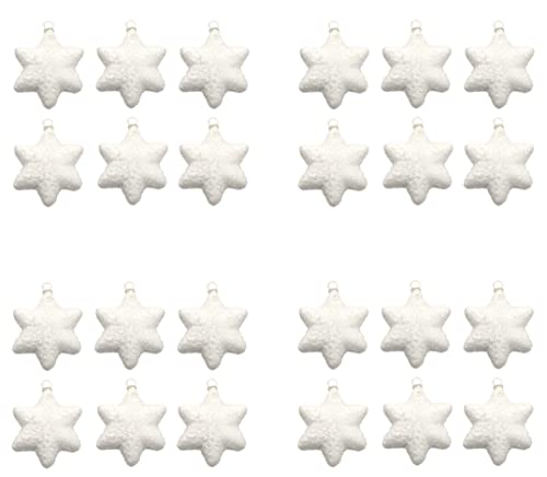 DARO DEKO Sterne mit Schnee Ø8cm zum aufhängen - 24 Stück - Weihnachtssterne von DARO DEKO