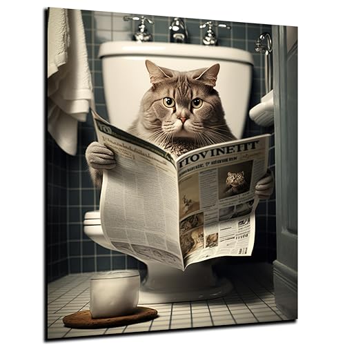 DARO Design - Toiletten-Bild auf 6mm HDF 30x20 cm Katze auf WC - Wand-Deko Bilder Lustiges Geschenk von DARO Design