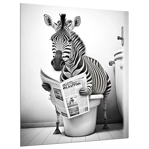 DARO Design - Toiletten-Bild auf 6mm HDF 30x20 cm Zebra auf WC - Wand-Deko Bilder Lustiges Geschenk von DARO Design