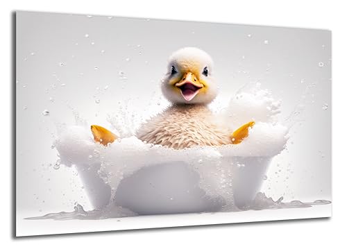 DARO Design - Toiletten-Bild auf 6mm HDF 70x50 cm Baby Ente in der Badewanne - Wand-Deko Bilder Lustiges Geschenk von DARO Design