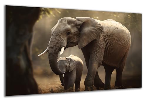 DARO Design - Wand-Bild auf 6mm HDF 84x56 cm Elefanten-Familie - Wand-Deko Bilder Geschenk von DARO Design