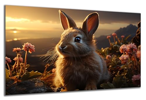 DARO Design - Wand-Bild auf 6mm HDF 84x56 cm Hase Kaninchen süß - Wand-Deko Bilder Geschenk von DARO Design
